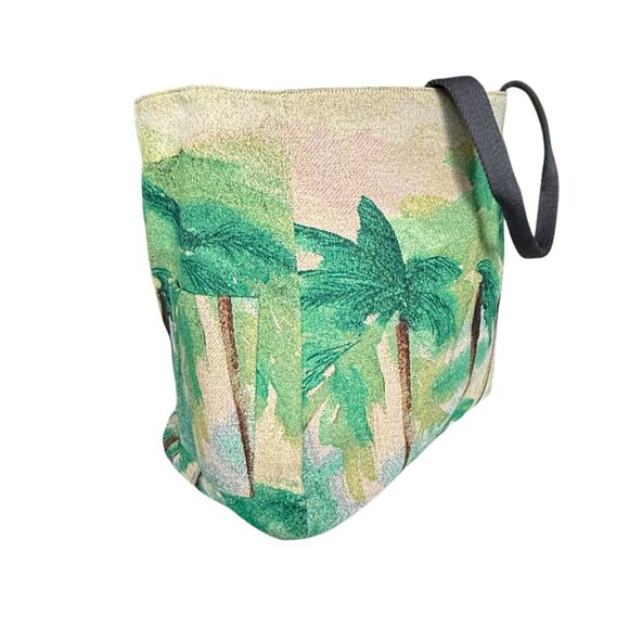 EMPORIO ARMANI Riviera Reversible Nylon Palm Print Shopping Bag - Picture 3 of 16